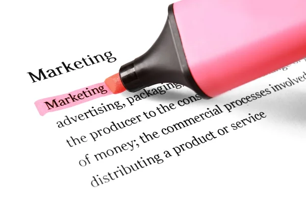 Marketing, evidenziato in rosso — Foto Stock