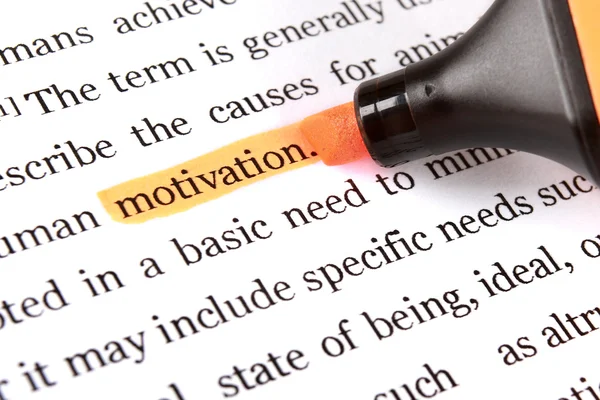 Zvýrazňovač a slovo motivace — Stock fotografie