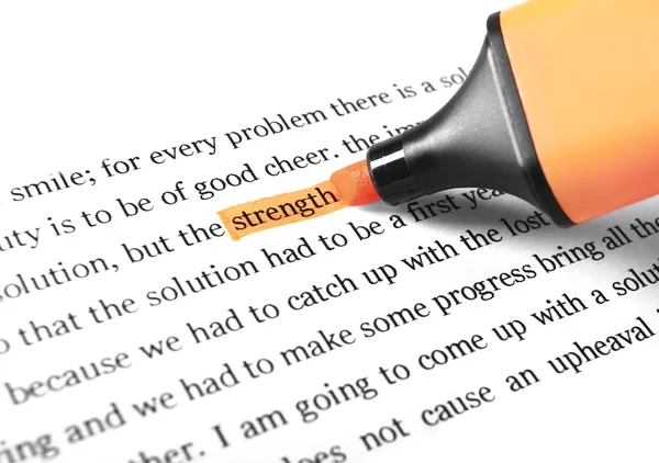 Highlighter and word strength — Stock Photo, Image