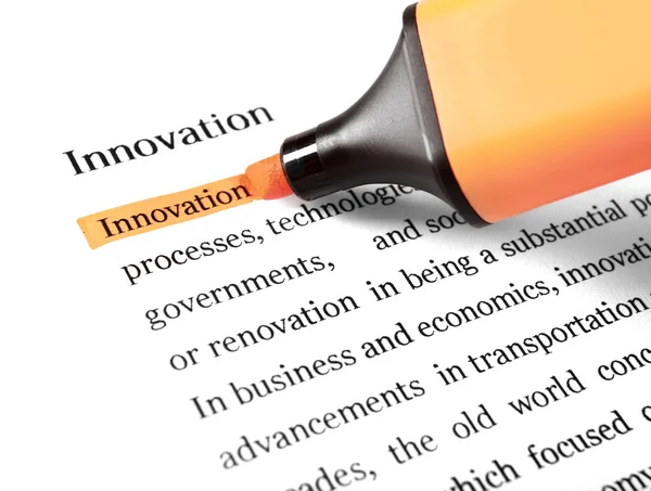 Ordet innovation, belyst — Stockfoto