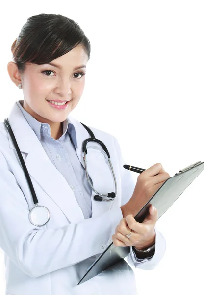 Medico donna scrittura appunti — Foto Stock