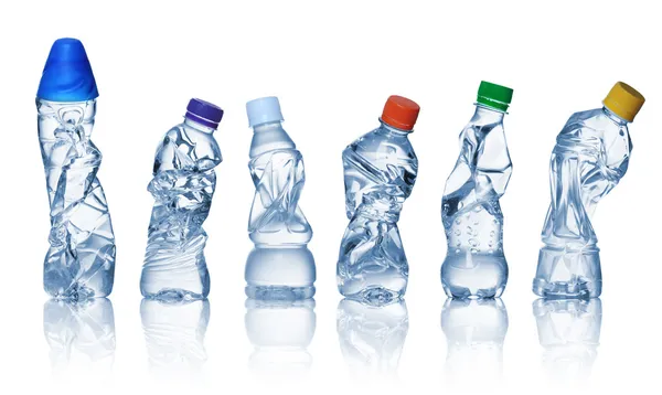 Botol plastik yang digunakan kosong Stok Gambar