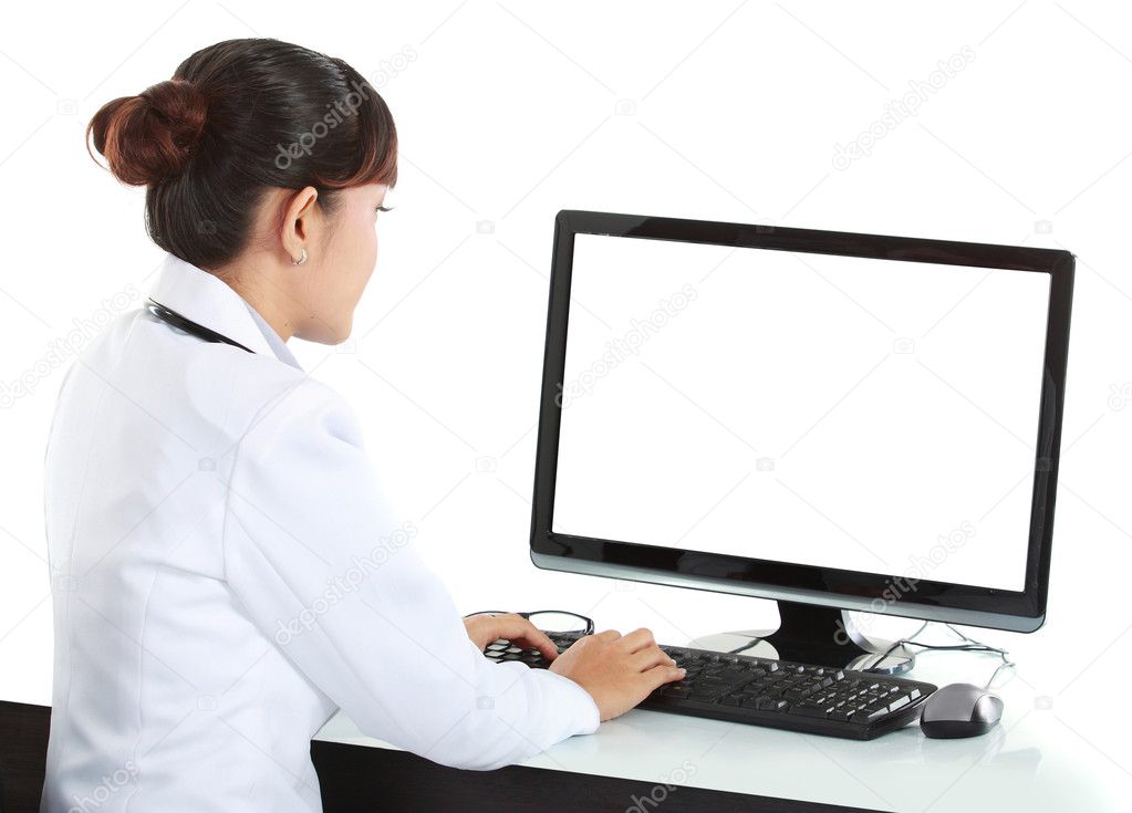 Medical doctor woman with computer