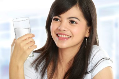 Woman with a glass of water clipart