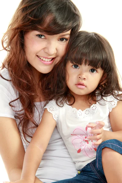 Smiling mom and daughter — Stock Photo, Image