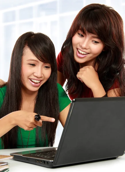 Mulheres aprendendo com um laptop — Fotografia de Stock