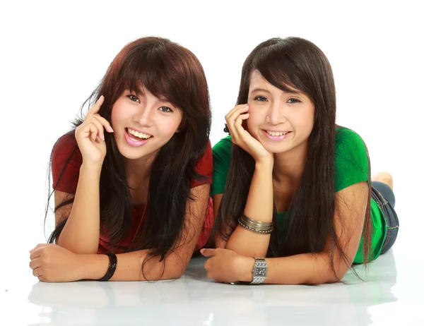 Two girls smiling — Stock Photo, Image