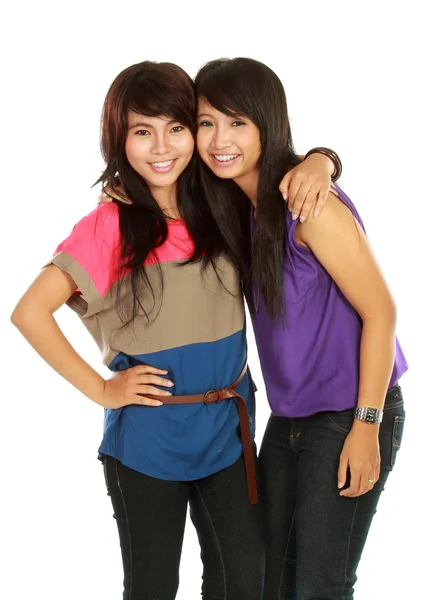 Två flickor leende — Stockfoto