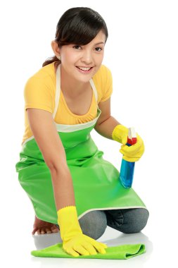 Woman cleaning the floor clipart