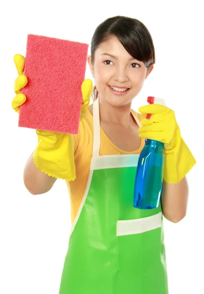 Kobieta coś do czyszczenia — Zdjęcie stockowe