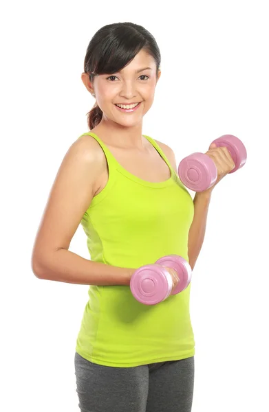 Working out with dumbbells — Stock Photo, Image