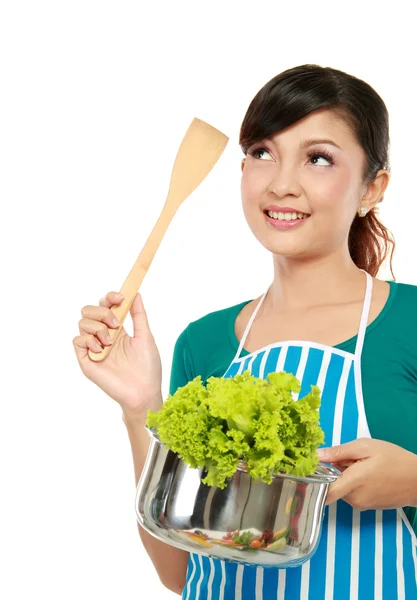Жінка, приготування їжі — стокове фото