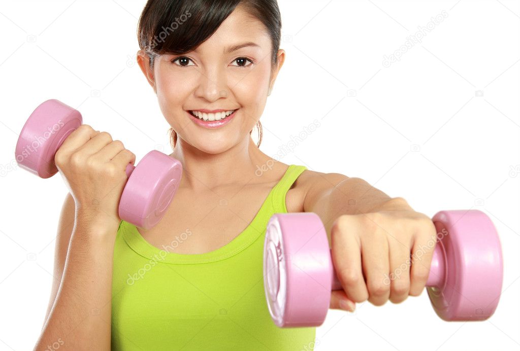 Exercising with dumbbells