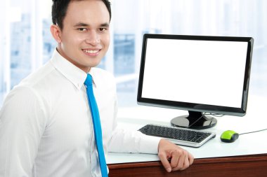 Young business man working clipart