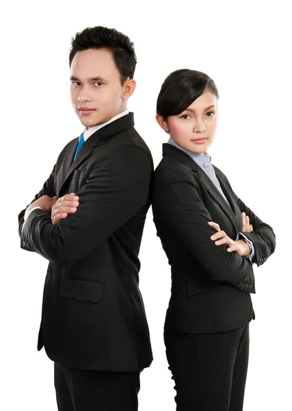 Man and woman office worker smiling — Stock Photo, Image
