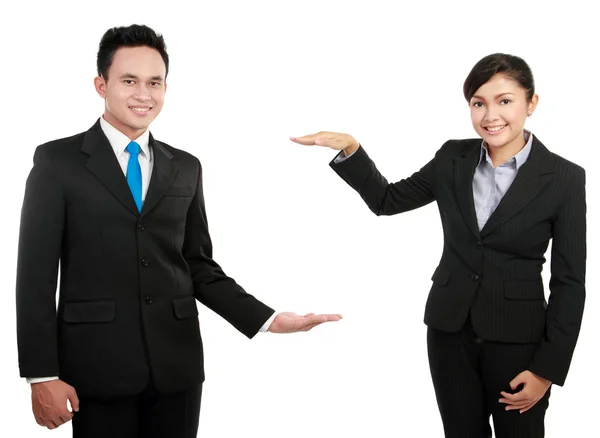 Business man och kvinna som presenterar — Stockfoto
