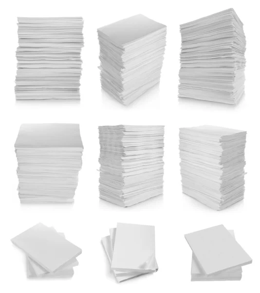 Collectie van stapel papier — Stockfoto