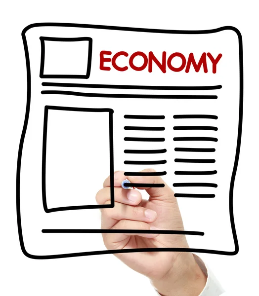 Economy News hand drawn on white board — Stock Photo, Image