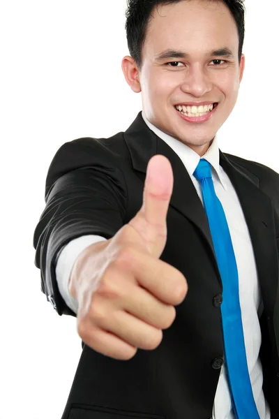 Homem de negócios mostrando polegares para cima sinal — Fotografia de Stock