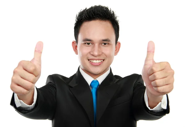 Бізнесмен два великі пальці вгору знак — стокове фото