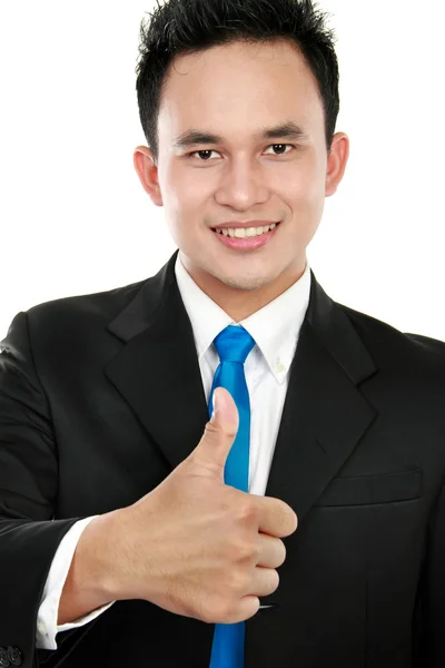 Homem de negócios mostrando polegares para cima sinal — Fotografia de Stock