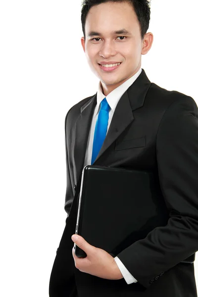 Asian business man with a laptop — Stock Photo, Image