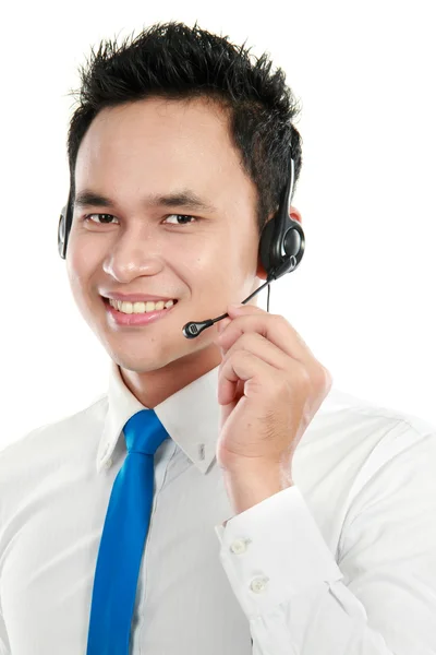 Manliga unga call center operatör — Stockfoto