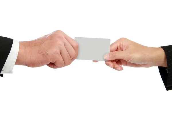 Hand giving a business card — Stock Photo, Image