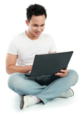 Man using laptop clipart