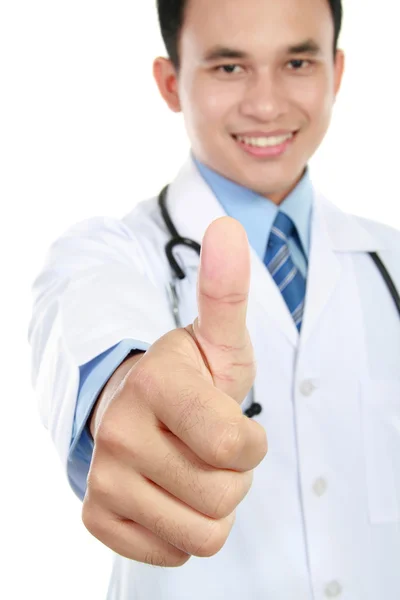 Asiatique médecin montrant ok geste — Photo