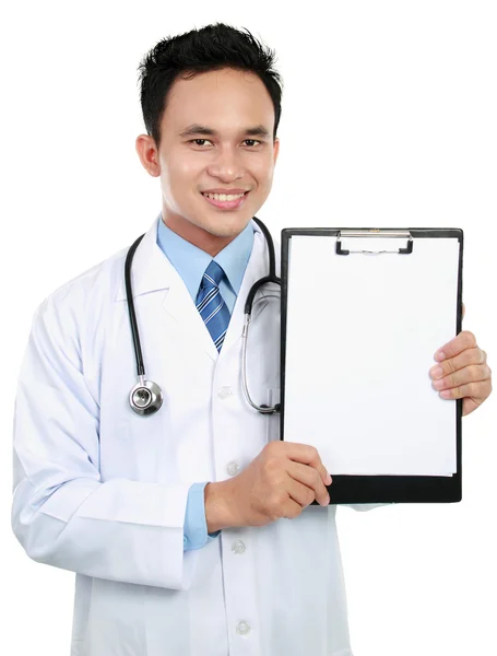 Medico mostrando appunti vuoti — Foto Stock