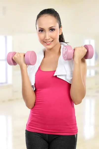 Work out with dumbbells — Stock Photo, Image