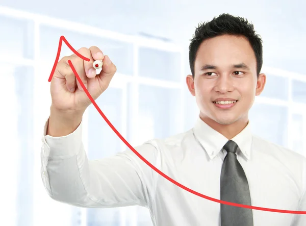 Young businessman drawing statistic — Stock Photo, Image