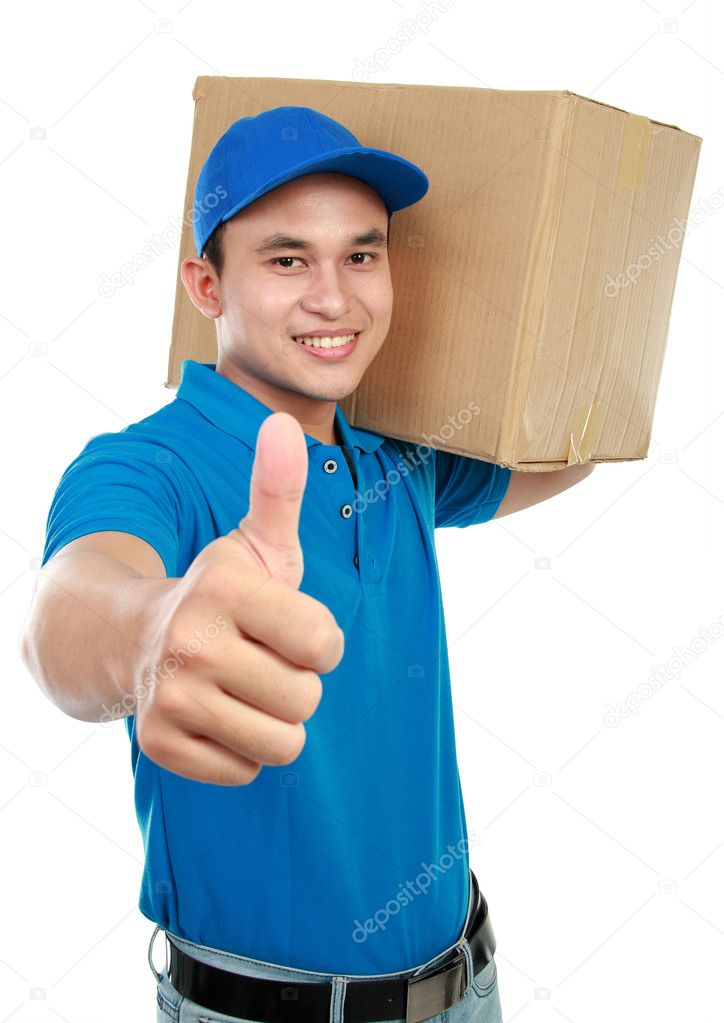 Delivery man thumb up