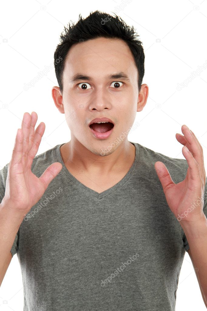 Surprised man isolated on white background