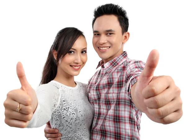 Couple two thumbs up sign — Stock Photo, Image