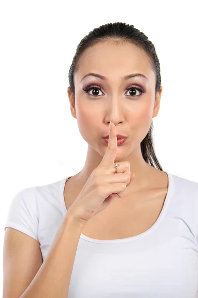 Woman with silence sign — Stock Photo, Image