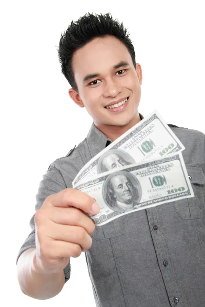 Homem mostrando dinheiro — Fotografia de Stock