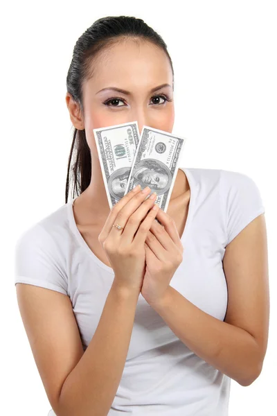 Frau mit Geld — Stockfoto