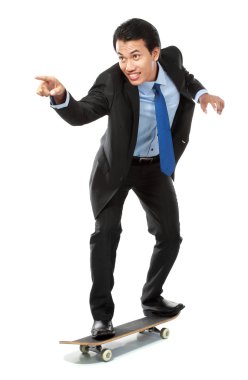 Businessman on skateboard clipart