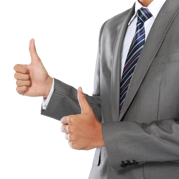 Podnikatel ruka ukazuje palec nahoru znamení — Stock fotografie