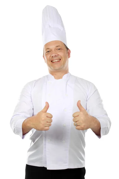 Шеф-повар показывает большие пальцы — стоковое фото