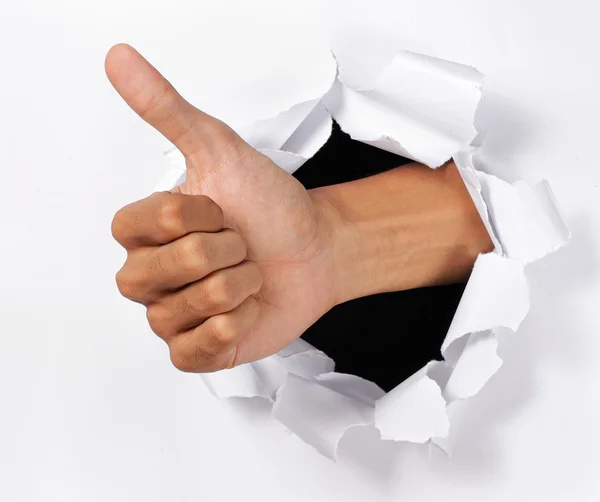 Paper torn with hand — Stockfoto