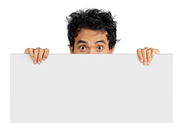 Man with white board — Stock Photo, Image