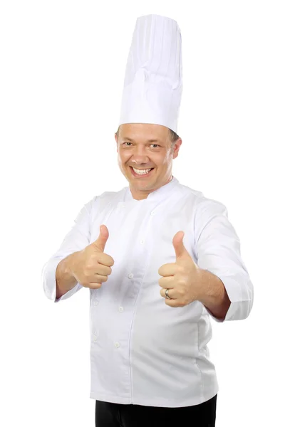 Шеф-повар показывает большие пальцы — стоковое фото