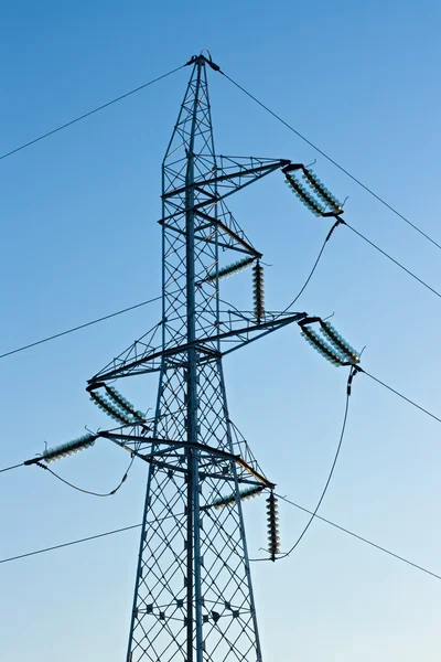 stock image High voltage pylon with cables
