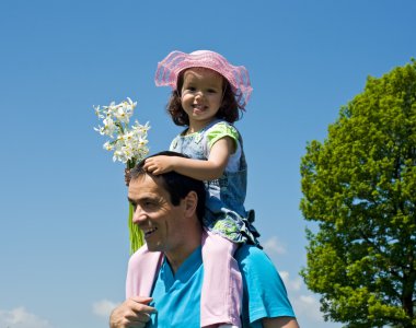 Little girl with her father clipart