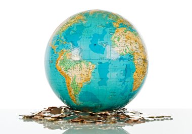 Globe on the coins clipart