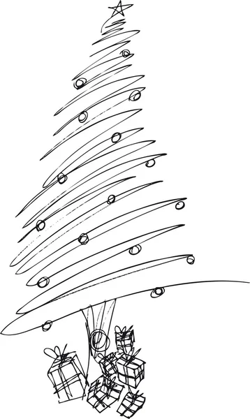 Boceto del árbol de Navidad. Ilustración vectorial — Archivo Imágenes Vectoriales