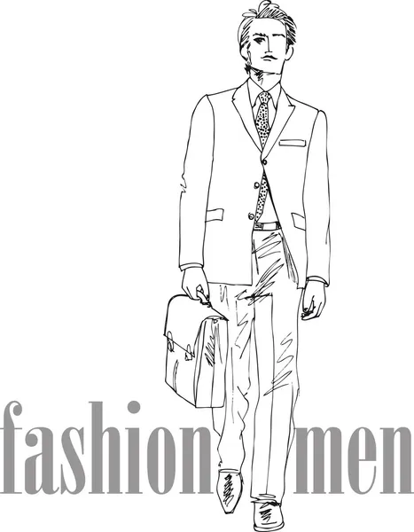 Boceto del hombre guapo de la moda. Ilustración vectorial — Archivo Imágenes Vectoriales